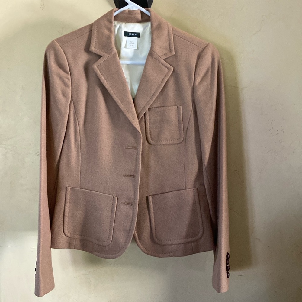 Sz 4 J. Crew Camel Color Blazer Like New! Finest Scottish Cloth w/Cool Collar